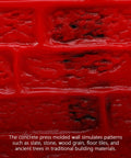 Close-up of red concrete stamp mat with stone texture, Red Concrete Stamp Mat 17.9x7.8 Stone Texture PU Mold For Stamped Concrete Patio And Driveway Non Slip DIY Overlay Imprint Tool Reusable Stone Pattern Stamp Manual Concrete Stamping Mold