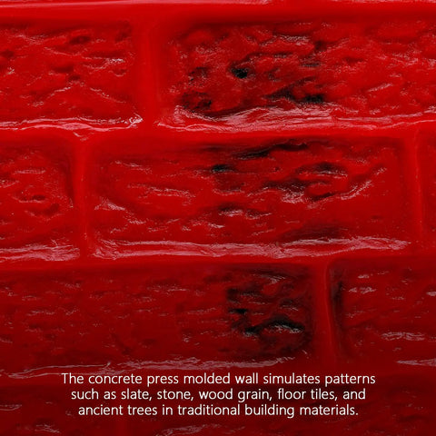 Close-up of red concrete stamp mat with stone texture, Red Concrete Stamp Mat 17.9x7.8 Stone Texture PU Mold For Stamped Concrete Patio And Driveway Non Slip DIY Overlay Imprint Tool Reusable Stone Pattern Stamp Manual Concrete Stamping Mold