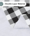 Waterproof Vinyl Rectangle Table Cloth With Soft Flannel Backing showing double layer material in black and white check.