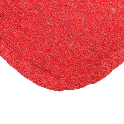 Close-up of red 14 W x 14 L 100% cotton shop towel showing hemmed edges, for automotive, print and industrial shop use, quick dry.