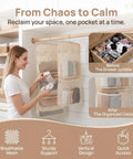 Game Changer 2 Pack Mesh Hanging Closet Storage Organizers Beige Foldable Bra And Sock Storage Pockets Anti Tangle Wardrobe Bags in use
