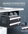 Under Desk Double Stacked Slide Out Drawers With Lock For Secure Home Office Storage Organizer Black Durable Steel Two Drawers
