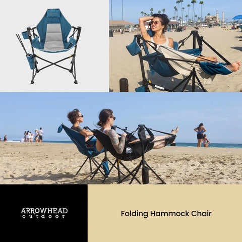 Foldable Hammock Style Camp Chair With Detachable Footrest And Padded Headrest And Seat for Beach Camping