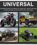Image of a motorcycle, SUV, ATV, and lawn mower, emphasizing versatility of Custom Cut Air Filter Foam 16.7 by 14.76 by 0.625 Inches.