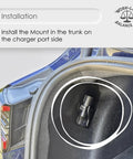 Dope J1772 Charging Adapter Holder For Tesla Model Y Juniper And Model 3 Highland Plus S And X Secure Trunk Mounted Griptape in trunk installation.