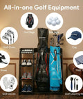 Golf Bag Storage Organizer For Garage Holds Two Golf Bags With Ball Storage Basket Keeps Golf Gear Neat Accessible For Practice