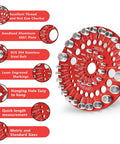 Nut And Bolt Thread Checker Gauge For Standard And Metric Bolts, Bolt Size Finder And Nut Identifier with hanging hole, red circle shaped gauge