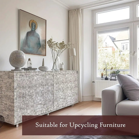 Room with cabinet covered in Silver Peel And Stick Wallpaper Self Adhesive Metallic Vinyl For Luxury Home Decor Boss Level Shine