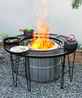 35 Inch Portable Fire Pit Surround Tabletop Round Shield For Outdoor Pits With 21 Inch Inner Diameter Foldable And Easy To Install