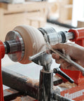 BMWOOD woodturning live tailstock chuck adapter mounted on lathe; 1in 8TPI thread, #2 Morse taper