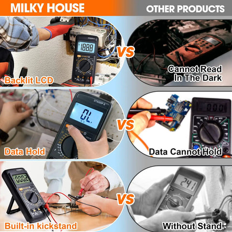Pocket Clamp Multimeter Kit With Backlit LCD For Home DIYers And Automotive Use, Digital Volt Amp Ohm Tester, AC DC Voltage Diode Checker, 2023 Upgraded Materials And Design, Compact Handy Meter For Quick Readings