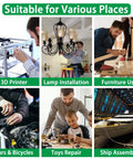 Image showing diverse uses for 860 Piece Metric Screw Set With M2 M3 M4 M5 Machine Screws, in 3D printer, lamp, furniture, cars, toys, and ship assembly.