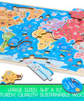 World Map Wooden Puzzle For Kids Ages 4 To 6: Learn Continents And Oceans with colorful pieces showing continents and oceans.