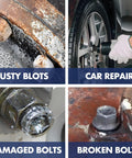 Image showing rusty, damaged, and broken bolts, demonstrating the need for a Six Piece Lug Nut Remover Socket Set Heavy Duty One Half Inch Drive.