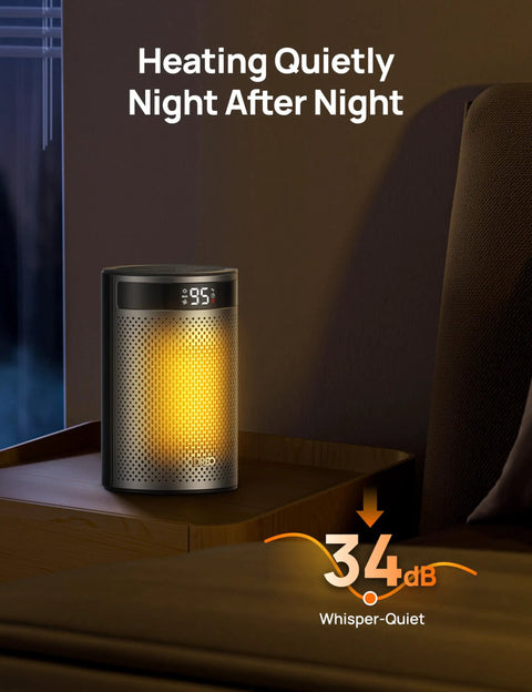 Indoor Portable Ceramic Space Heater With Thermostat Remote 1-12 Hour Timer Eco Mode 1500W PTC Fast Heating For Office Or Bedroom Safe Quiet Easy To Use