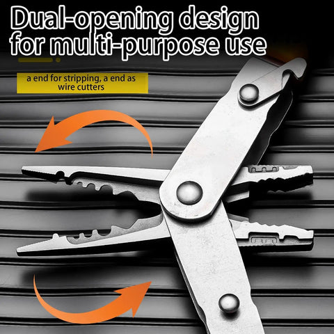 Heavy Duty Wire Stripper And Diagonal Cutting Pliers Real Workhorse dual head design showing dual-opening features for stripping and cutting.