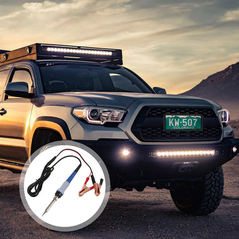 Heavy Duty Portable Soldering Iron Kit With Quick Heating Ceramic Core For Vehicle Welding Repair And Electric Car Fix-Ups Includes 12V-24V DC Power Supply And Durable Rubber Handle for quick automotive repairs.
