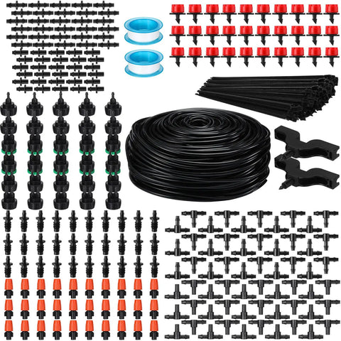 656 Ft Drip Irrigation Kit With 1 Quarter Inch Tubing And 274 Accessories DIY Ready For Greenhouse Garden Watering System