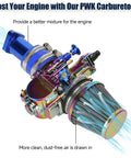 Stage 2 Beefed Up PWK 24mm Carburetor Kit With Exhaust Muffler For Predator 212cc engines close-up view with air intake