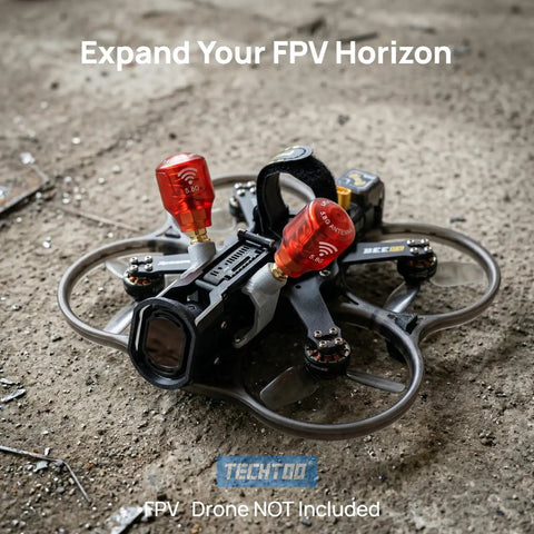 Stubby FPV Antenna For 5.8G RHCP 2.3 Dbi Gain With RP SMA Connector Compact Red Dual Pack on RC quadcopter