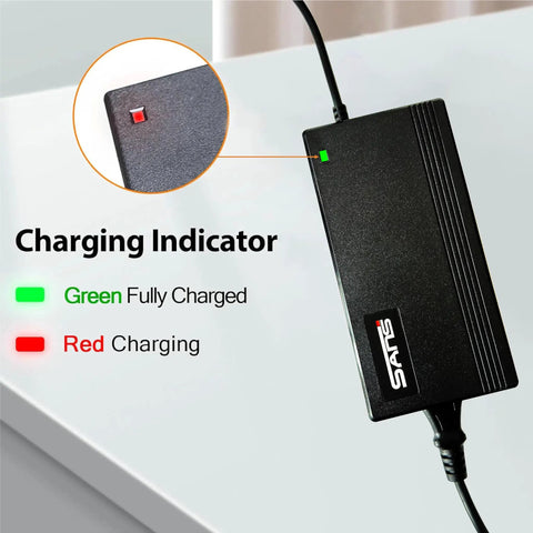 48V To 54.6V 2A Electric Bike Charger For 48V Lithium Battery With 120V AC Input And 2.1mm DC Jack, Smart OVP OCP SCP Protections, Red Charging Light, Green Full Indicator, Built For Fast Safe Charging On The Go