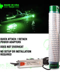 White Underwater Fishing Light 15000 Lumens With Timer And 30ft Cord Submersible LED Lure showing quick attach feature