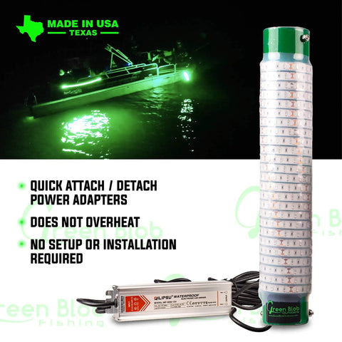 White Underwater Fishing Light 15000 Lumens With Timer And 30ft Cord Submersible LED Lure showing quick attach feature