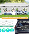 10x20 Pop Up Canopy Shelter With Six Sidewalls No Fuss One Push Setup Waterproof UPF 50 Gazebo For Weddings Parties And Events