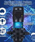 Close-up of BM-800 condenser microphone from All-In-One Podcast Studio Bundle With BM-800 Microphone, Voice Changer, and Live Audio Interface.