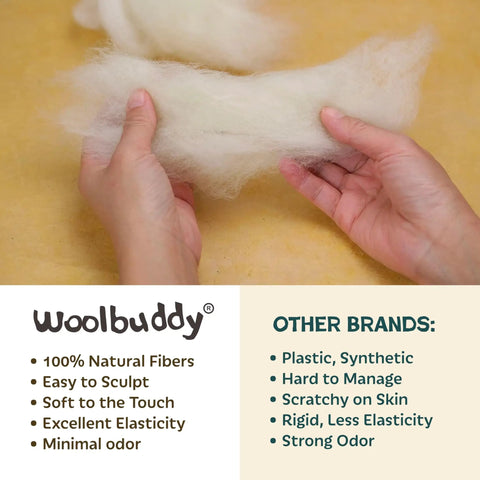 Hands holding wool roving from Owl Needle Felting Kit For Beginners with Wool Roving Needles and Step By Step Photo Guide.