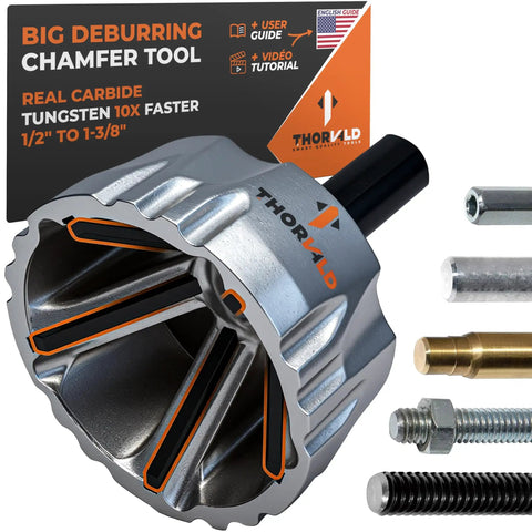 Deburring External Chamfer Tool With Tungsten Carbide Blade For All Threads, Rods, Pipes And PVC, Repairs Damaged Screw Threads