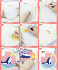 Step-by-step DIY Punch Needle Kit For Beginners With Elk Pattern, All In One Embroidery Set With Hoop, Colorful Yarn, Needle