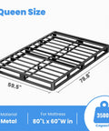 Heavy Duty King Size Box Spring Foundation With 5 Inch Low Profile Design And Beefy Steel Framework Supporting Up To 3500 Pounds, metal frame.