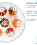 Top view of Recycled Plastic Lazy Susan Turntable Organizer For Kitchen Cabinets And Pantry Storage with six soda bottles