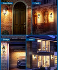Lit Outdoor Motion Sensor Wall Light With Dusk To Dawn Feature Water Ripple Glass Porch Lantern in various outdoor settings