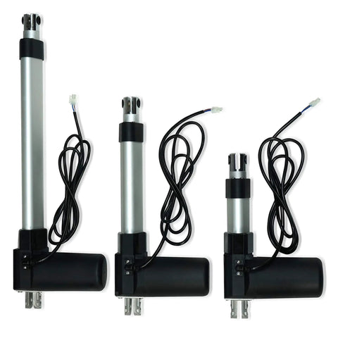 Heavy Duty 12V Electric Linear Actuator With 20 Inch Stroke And 400 Lbs Thrust IP66 Water Resistant, three actuators shown