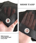 Heavy Duty 10x10 Shade Mesh Tarp With 80 Percent Shade Flat Black Polyethylene Netting showing grommets and reinforced edges