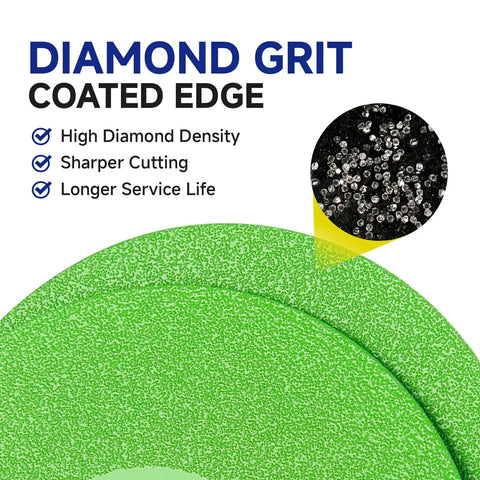 Heavy Duty 4.5 Inch Diamond Blades, 3 Pack Angle Grinder Discs showcasing diamond grit coated edge for effective cutting.