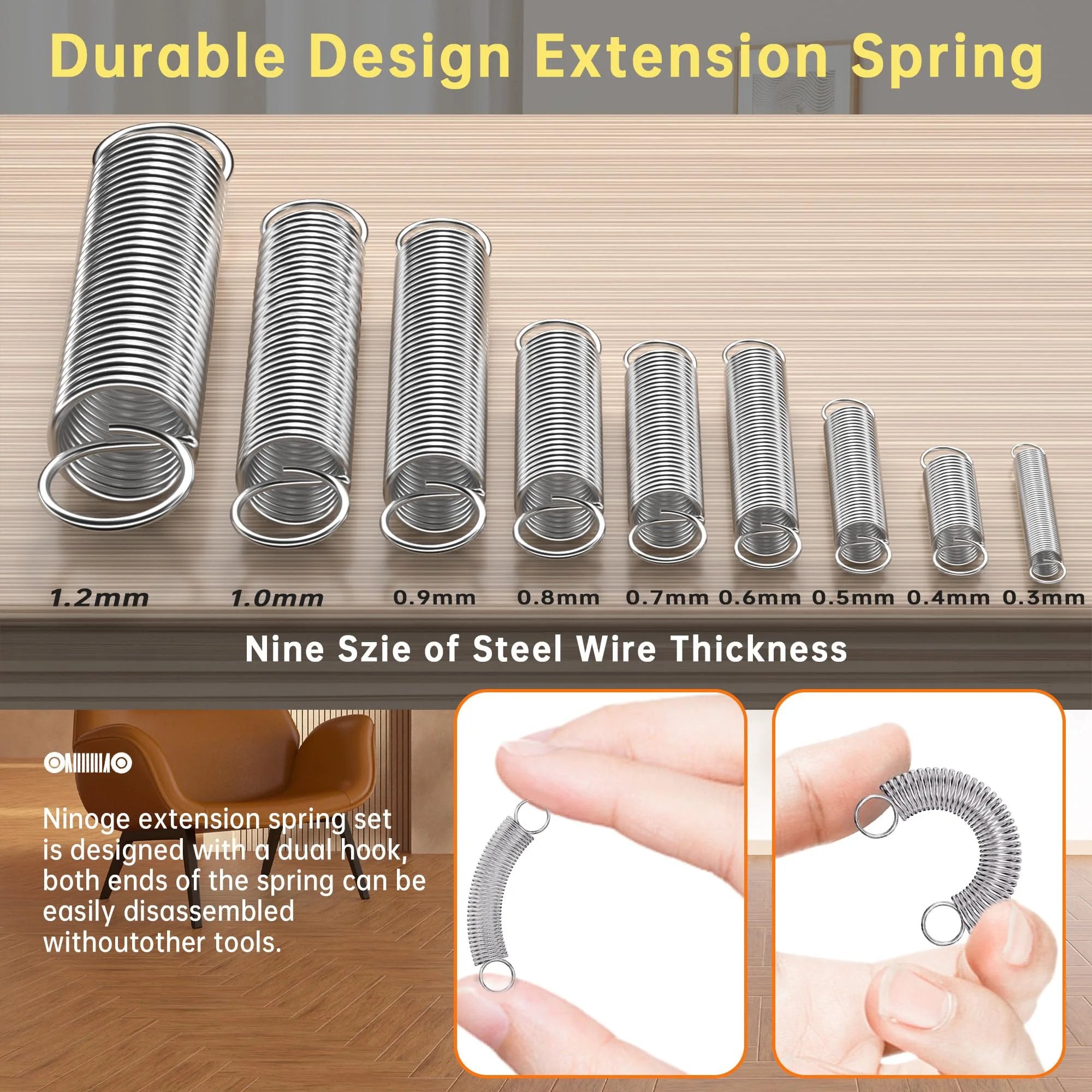 Stainless Steel Extension Springs Kit 100pc Selection ✓
