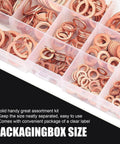 Oil Pan Plug Seal Gasket Kit With Flat Crushed Copper Washers Nine Sizes M5 M6 M8 M10 M12 M14 in plastic organizer