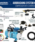 Cool Runner II Airbrush Kit With Dual Fan Compressor For Pro Level Finishes Includes Three Airbrushes Cleaning Brush Set Holder