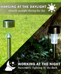 Outdoor Solar Lights 16 Pack Stainless Steel Waterproof Landscape Pathway Garden Lights, day and night views