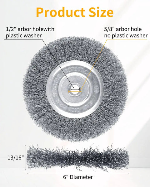 4 Pack 6 Inch Fine Crimped Wire Wheel For Bench Grinder With One Half Inch And Five Eighth Inch Arbor Beefy Wire Brush