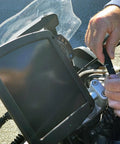 5 Watt 12V Solar Panel Battery Charger With Charge Controller IP67 Weatherproof mounted on motorcycle handlebar