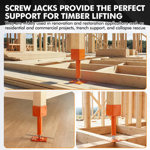 Heavy Duty Screw Jack Posts Level Floors Like A Boss With Rock Solid 24000 Lb Capacity Adjustable 4X4 House Foundation Supports Built Tough For Quick Slab Raising And Structural Repairs in a timber support setup.