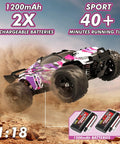 Pink Remote Control Car For Girls 1 To 18 Scale Super Fast 4WD Off Road RC Truck Reaches Forty Kilometers Per Hour With LED Lights