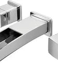 LG49DF1C Kenzo 2-Handle Waterfall Wall Mount Bathroom Faucet in polished chrome with 3-hole install shown at angle