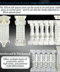 105Cm Balcony Spacer Column Molds For 90Cm Railing Styles Round Bottle Square Lotus Chrysanthemum, Heavy Duty Plastic Concrete Pillar Molds For Villas, Cast-In-Place Deck Railings, Pro Grade Quality, DIY Friendly And Easy To Use, showing multi-functional use in white plastic for balconies.