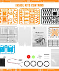 Components of Sun Powered 13 in 1 Solar Robot Kit for Kids Ages 8 to 12 including panels, gears, and instructions.
