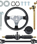 Steering Wheel and Rack Pinion Kit for 110cc Go Karts ATVs Buggy Quads, 300mm Wheel With 320mm Shaft, Replacement Gear Rack